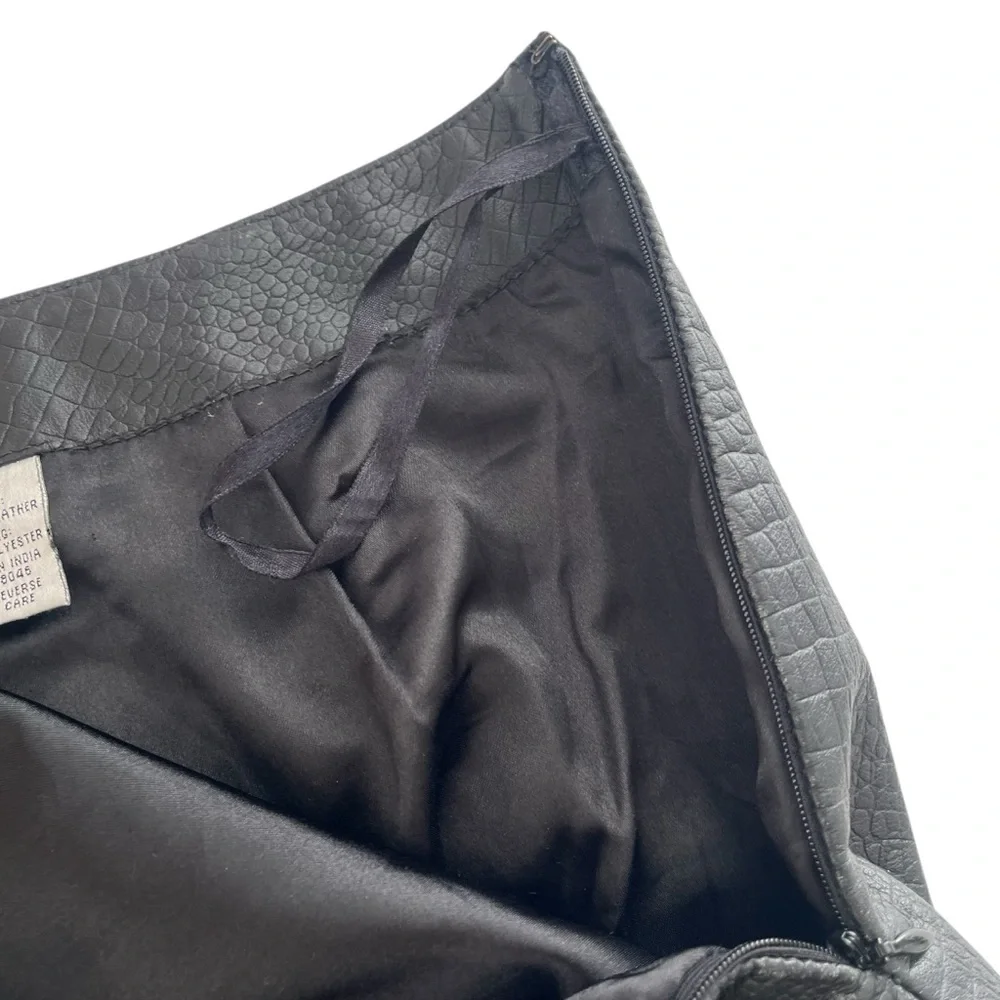 Vintage 90s black genuine croc leather pencil skirt back slit fully lined 12 - Picture 12 of 12